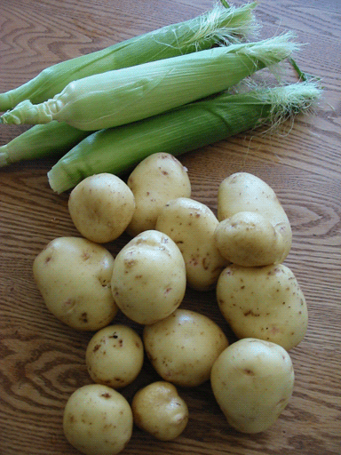 corn and potatoes