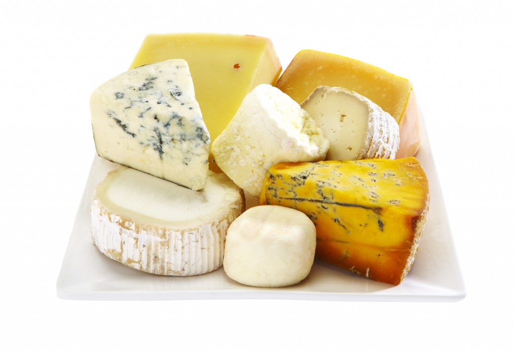 Cheese platter on white background