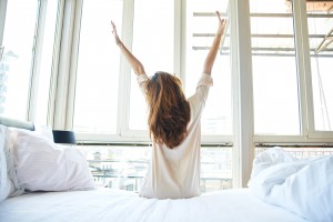 Morning stretch in bed