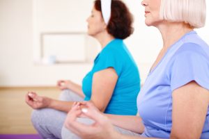 Close-up of aged females relaxing in sport club