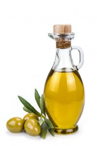 Olive oil bottle isolated on a white background.
