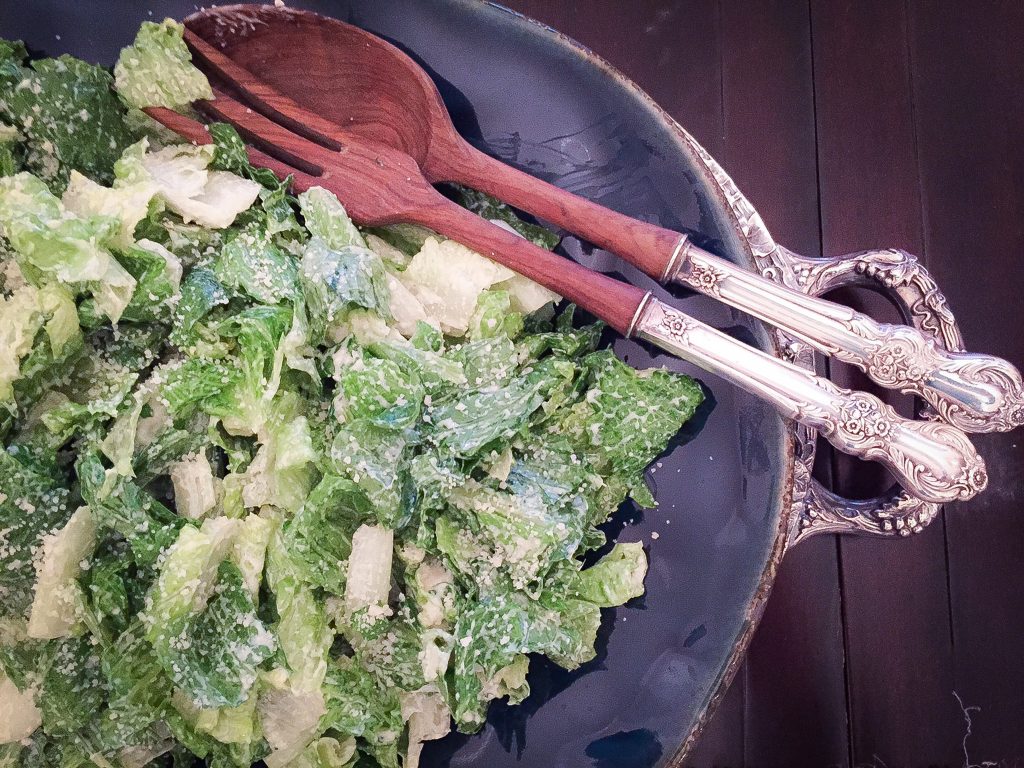 healthy caesar salad for a crowd